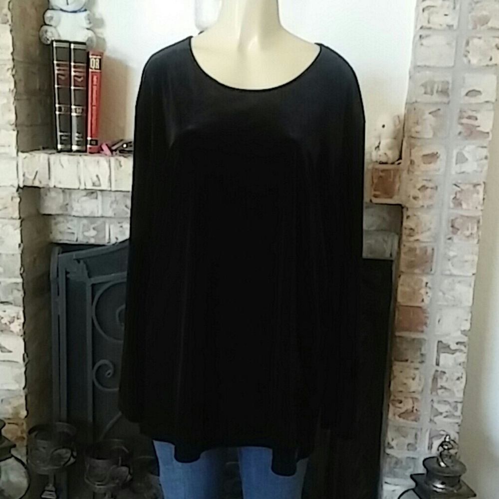 La Fete Casual/Party Velvet Long Sleeve Blouse